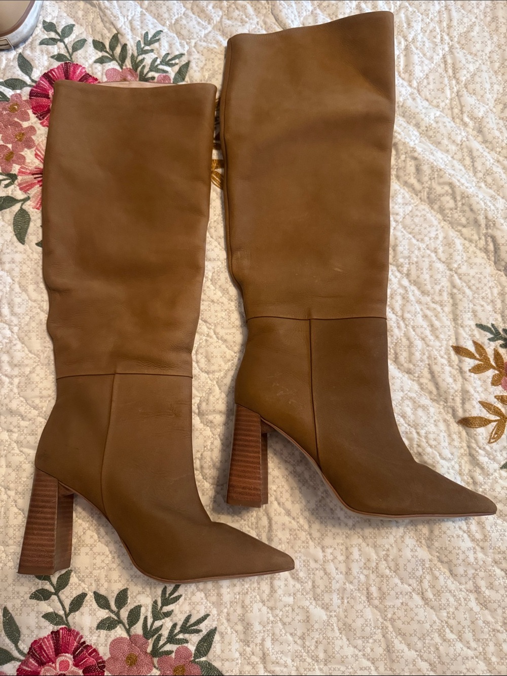 Steve Madden Hayward Genuine Leather Knee High Boots Tan Camel size 6.5